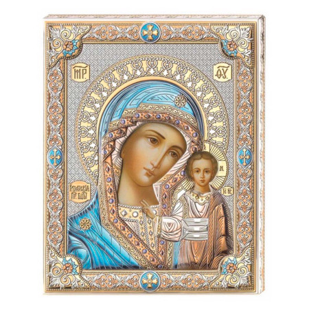 Ікона посріблена Valentі & Co Казанська Богородиця (12 x 16 см) 85302.3LCOL